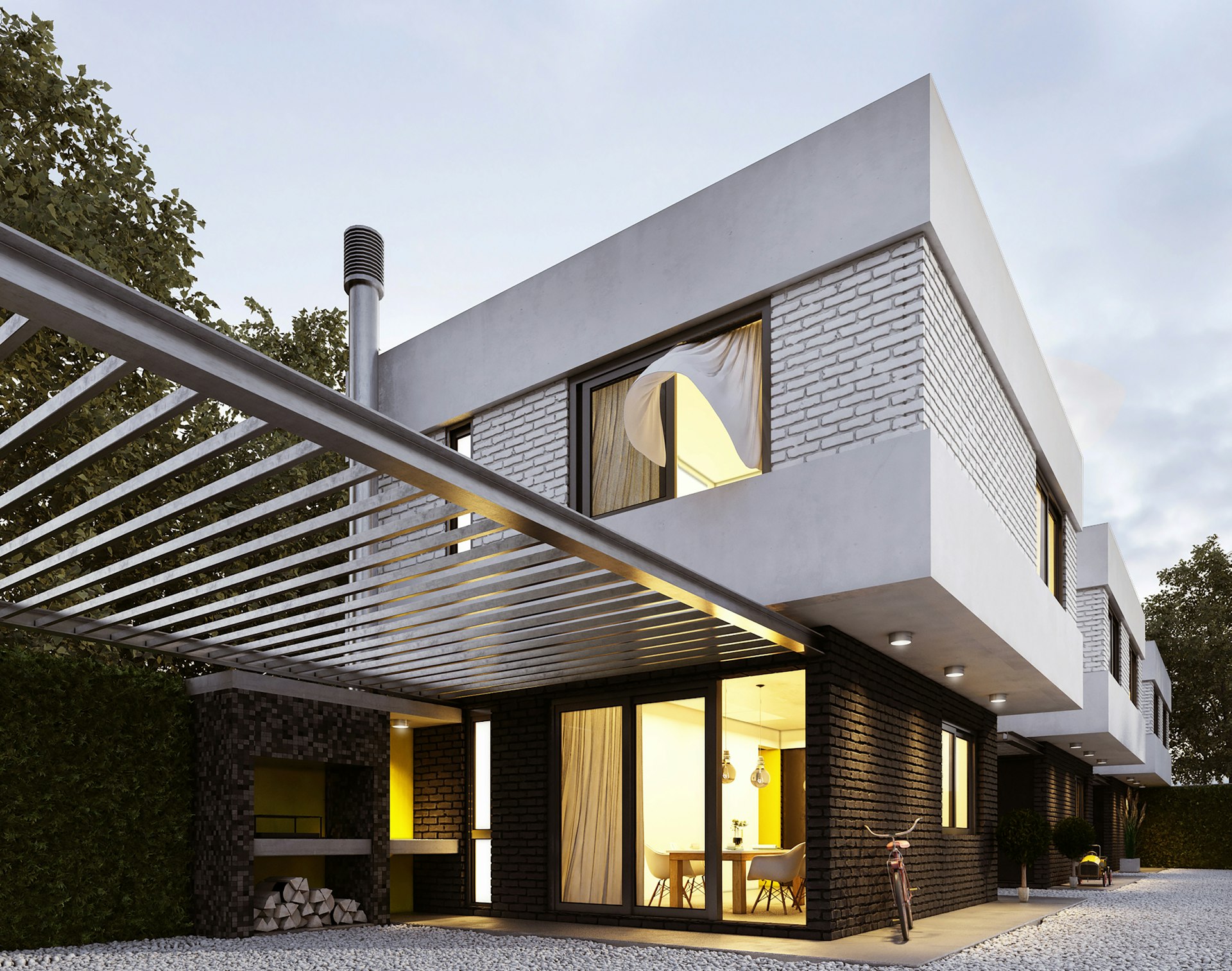 Maison moderne équipée d'un système de chauffage performant